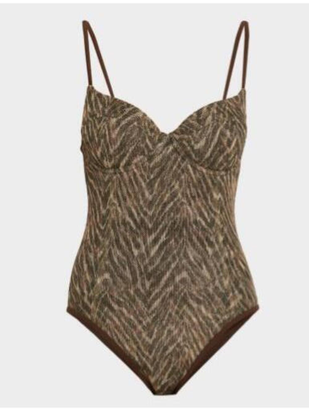 Ramy Brook Women's Standard Printed Jayda Onepiece, Beach Brown Zebra